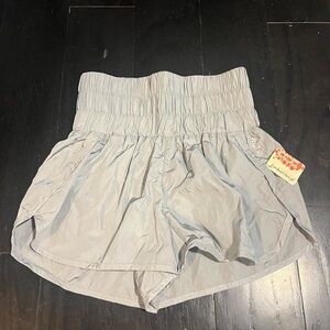 Free People High-Smock Waist Athletic Shorts - Light Gray